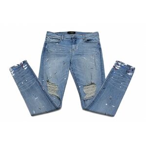 ORO Los Angeles Pollock Slim Fit Denim Jeans‎ Mens 34 Paint Splatter Distressed